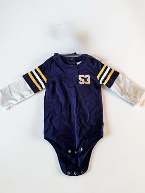 Vintage Sears Baby Football Bodysuit Navy Sport Onesie